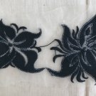 6.3” x 2.95” Flowers Patches Embroidered Appliqué Black
