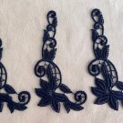 3 pcs 2.48” x 4.84” Dark Blue Floral Patch Appliqué