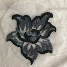 1 pc 4.21” x 4.92” Flowers Patches Embroidered Appliqué Black Gray