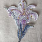 1 pc 3.46” x 4.29” Patch Appliqué Self-Adhesive Lily Violet White