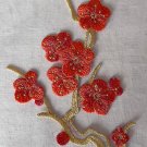 3.62” x 7.32” Red Plum Flower Patch Appliqué Self-Adhesive Red Yellow