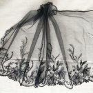 9.84" x 1 yd Black Floral Embroidered Lace Trim