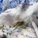 Silk Fabric| Irregular Shapes | Blue and White Porcelain Flowers | ~0.42 m²