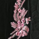 7" × 14” Pink 3D Floral Embroidered Appliqué Patch Shimmering