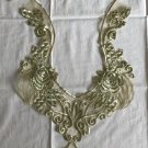 12.3”x36” Embroidered Patch Appliqué Metallic Shiny Golden Green