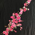 1 pc 9.25” x 28.7” Embroidered Appliqué Patch Peach Blossoms Blooming