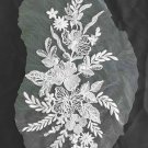 1 pc 13.5” x 6.8” Shimmering Embroidered Appliqué Patch White Floral + Sequins