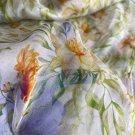 Silk Fabric| Irregular Shapes | Green Leaves and Orange Flowers | ~0.31 m²