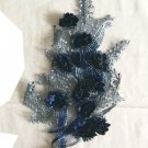 10.5” × 6.6” Embroidered Appliqué Patch Floral Shimmering Silver-Colored Leaves