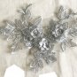 7.87&acirc;�� &Atilde;� 5.39&acirc;�� 3D Floral Embroidered Appliqu&Atilde;&copy; Patch Silver Gray Shimmering