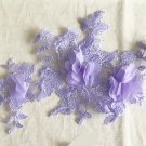 7.28” × 10” 3D Floral Embroidered Appliqué Patch Violet Shimmering Sequins
