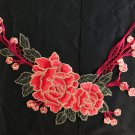 1 pc 13” x 7.9” Embroidered Appliqué Patch Red Peonies Shimmering Gorgeous