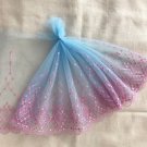 7.68” x 4.29 yds Embroidered Lace Trim Diamond Blue Pink