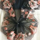 6.7” x 1yd Black Floral Lace Trim Double-sided Deluxe Embroidery