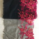 9” x 1 yd Lace Trim  Floral Embroidery Black Red