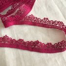 0.79” x 1yd Lace Trim Floral Embroidery Red Maroon
