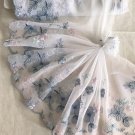 7.28” x 1 yd Lace Trim Floral Embroidery White Blue Gray Pink