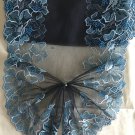 9.4” x 1yd Blue Floral Black Lace Trim Double-sided Embroidery
