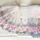 7.36” x 1 yd Floral Lace Trim Embroidery + Butterflies