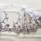 8.27”x 1 yd Floral Lace Trim Embroidery Black Pink