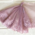 7.09” x 1 yd Floral Embroidered Lace Trim Dusty Pink