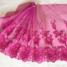 7.8” x 1 yd Floral Embroidered Lace Trim Magenta