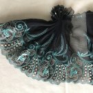 7.09” x 1 yd Embroidered Lace Trim Floral Black