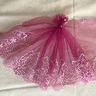 7.28“ x 2 yds Pink Floral Lace Trim Embroidery