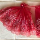 Limited-time Sale: 7.52” x 4.5 yds Floral Embroidered Lace Trim Red