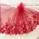 8.43” x 1 yd Floral Embroidered Lace Trim Red Winter Plum