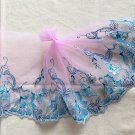 7” x 3.66 yds Floral Embroidered Lace Trim Blue Pink