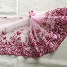 7.08” x 0.88 yd Floral Embroidered Lace Trim Red Pink