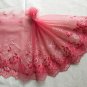 7.36&acirc;�� x 1.34 yds Floral Embroidered Lace Trim Red
