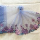 7.17“ x 1.56 yds Floral Embroidered Lace Trim Blue
