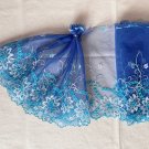 7.2” x 2 yds Floral Embroidered Lace Trim Blue