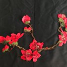 1 pc 11.34” x 7.52” Embroidered Appliqué Patch Red Flowers Shimmering Gorgeous