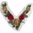 1 pc 10.04” x 11.42” Embroidered Collar Appliqué Patch Red Yellow Flowers Gorgeous