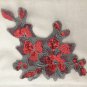 1 pc 8.9" &Atilde;� 5.8&acirc;�� Red Embroidered Appliqu&Atilde;&copy; Patch with Shimmering Sequins