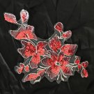 1 pc 8.9" × 5.8” Red Embroidered Appliqué Patch with Shimmering Sequins