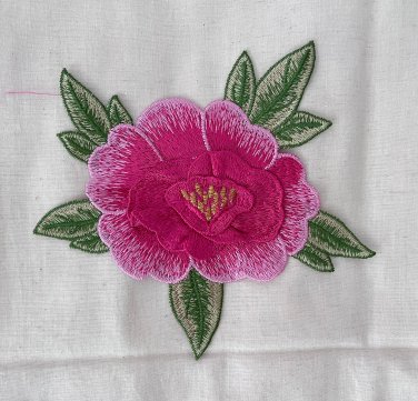2 pcs 6.7&acirc;�� &Atilde;� 6.4&acirc;�� 3D Embroidered Appliqu&Atilde;&copy; Patch Pink Flower