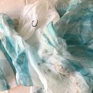 1.5 yds W x 3.4 yds Silk Linen Fabric Blue Tropical Scenery 1.5 yds W x 3.4 yds Silk Linen Fabric Blue Tropical Scenery