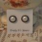 Pearl and Silver Button Post Earrings