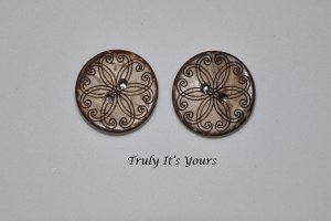 Brown and Tan Post Button Earrings