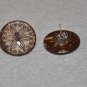 Brown and Tan Post Button Earrings