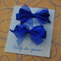 Two Royal Blue Double Hair Bows Barrettes