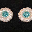 White and Blue Polymer Clay Shank Flower Buttons