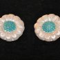 White and Blue Polymer Clay Shank Flower Buttons