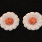 White and Orange Polymer Clay Shank Flower Buttons