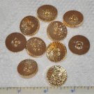 10 Gold Criss Cross Plastic Shank Buttons
