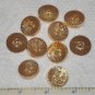 10 Gold Criss Cross Plastic Shank Buttons